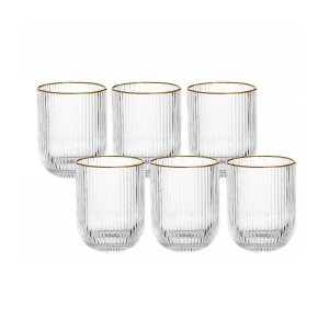 Jogo 6 Copos 260ml 26417 Vidro Transparente C/ Borda Dourada Tuut 29241