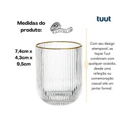 Jogo 6 Copos 260ml 26417 Vidro Transparente C/ Borda Dourada Tuut 29241 - 2