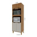 Ver imagem 7 de Cozinha Modulada Torre Quente Aéreo 2 Portas Ripado 6 Peças Florença Marrom/Freijó/Off White