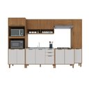 Ver imagem 3 de Cozinha Modulada Torre Quente Aéreo 2 Portas Ripado 6 Peças Florença Marrom/Freijó/Off White