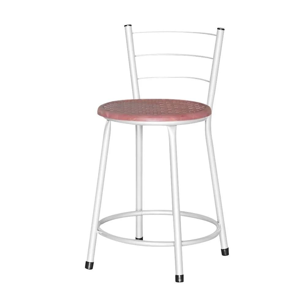 Banqueta Baixa Assento Ratan Branca Retro   - 1