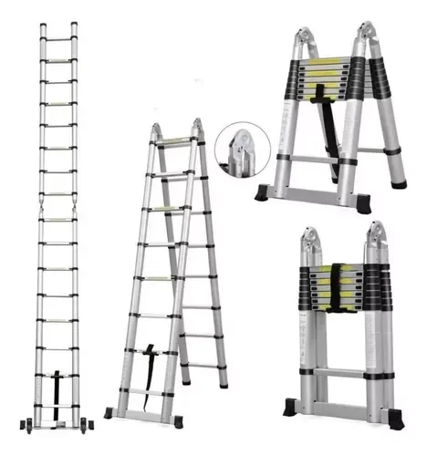Escada Alumínio Telescópica V Multifuncional 5m 16 Degraus - 1