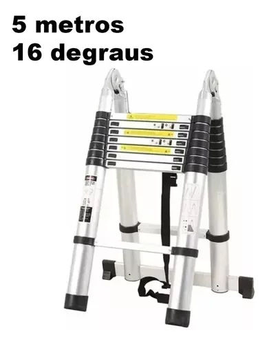 Escada Alumínio Telescópica V Multifuncional 5m 16 Degraus - 2