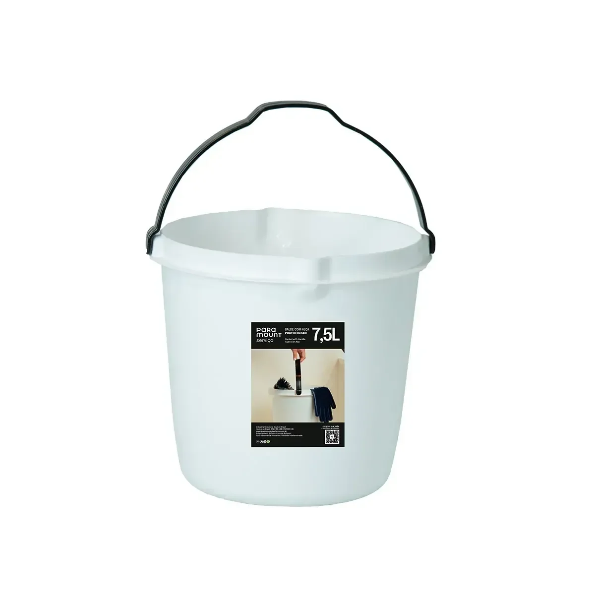 Balde Redondo 7,5l Branco – Multiuso Limpeza e Lavanderia
