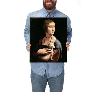 Quadro Decorativo Leonardo da Vinci Dama com Arminho:Pequeno 44x37cm/Chassi com Borda Infinita
