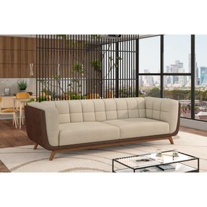 Sofá 2 Lug Peonia Living Base Madeira Compose Confortavel