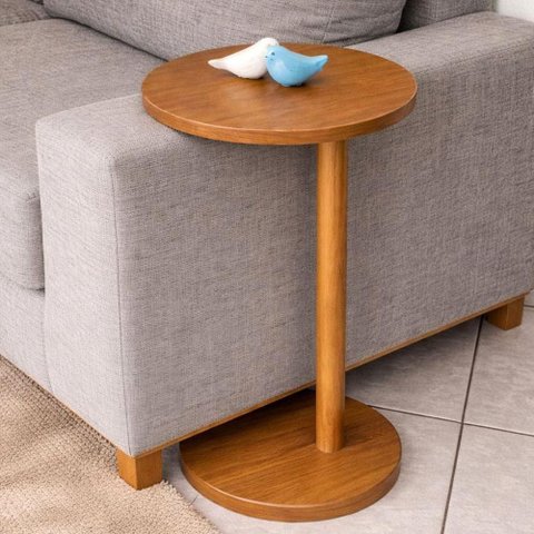 Mesa de Apoio Lateral Redonda Monopé para Sofá e Cama Mel