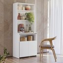 Ver imagem 2 de Armário Bancada de Cozinha 2 Portas com Mesa Retrátil Dual - Branco