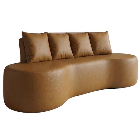 Sofa 3 Lugares Organico Ibiza 210 Cm Corino Caramelo Vazzano