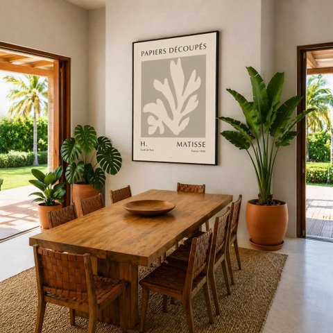 Quadro Canvas Matisse Folha Terra 90x60cm Mold Preta
