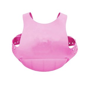 Babador de Silicone Rosa com Cinta e Bolso Cata Migalhas