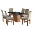 Ver imagem 2 de Conjunto Sala de Jantar Cadeiras Madeira Maciça Tecido Joli de Jantar Mesa 90x160cm Tampo Vidro com