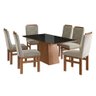 Conjunto Sala de Jantar Cadeiras Madeira Maciça Tecido Joli de Jantar Mesa 90x160cm Tampo Vidro com - 2