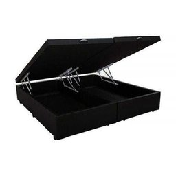 Cama Box Baú Queen Platinum Preto Bipartido com Pistão a Gás - 158x198x41 - 1