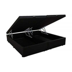 Cama Box Baú Queen Platinum Preto Bipartido com Pistão a Gás - 158x198x41