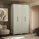 Ver imagem 1 de Guarda-Roupa Casal Ripado com 4 Portas e 2 Gavetas York Marrom/Freijó/Off White