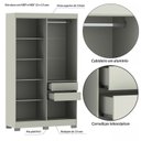 Ver imagem 6 de Guarda-Roupa Casal Ripado com 4 Portas e 2 Gavetas York Marrom/Freijó/Off White