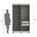 Ver imagem 5 de Guarda-Roupa Casal Ripado com 4 Portas e 2 Gavetas York Marrom/Freijó/Off White