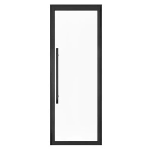 Porta de Alumínio Preto com Vidro Inteiro 8mm e Pux. Cmc Elegance - 2.10 (a) X 0.80 (l)-lado Direito
