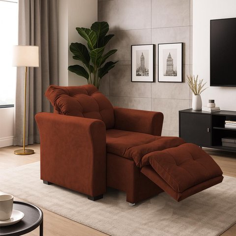 Poltrona Cadeira Papai Mamãe Idoso Reclinável e Retrátil Bellagio Terracota