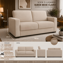 Ver imagem 3 de Sofá Namoradeira Moderno 3 Lugares Sala Estar Recepção Confortável Suede:Suede Bege