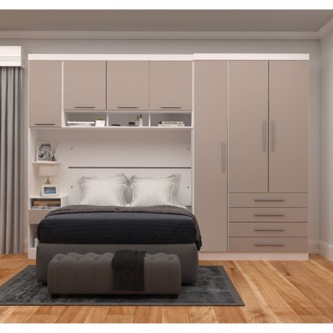 Guarda Roupa Dormitório Modulado Alpes Casal 1,58 m Queen - Roupeiro Luciane M04:Cinammon
