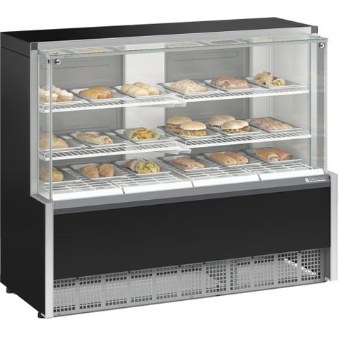 Balcão Vitrine Estufa 140cm Meqa-140r Preto Gelopar 220v