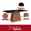 Ver imagem 6 de Conjunto Sala de Jantar Mesa 90x160cm Tampo Vidro com 6 Cadeiras Madeira Maciça Tecido Linho Cinza/Canela/Preto