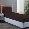Conjunto Lençol Cama Solteiro 2 Peças 400 Fios com Elástico e Fronha Toque Macio:marrom - 1