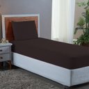 Ver imagem 1 de Conjunto Lençol Cama Solteiro 2 Peças 400 Fios com Elástico e Fronha Toque Macio:marrom