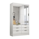 Ver imagem 2 de Guarda-Roupa Solteiro com Espelhos 2 Portas de Correr e 6 Gavetas 108cm Multimóveis CR35567 Branco