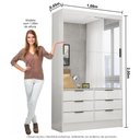Ver imagem 4 de Guarda-Roupa Solteiro com Espelhos 2 Portas de Correr e 6 Gavetas 108cm Multimóveis CR35567 Branco