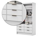 Ver imagem 3 de Guarda-Roupa Solteiro com Espelhos 2 Portas de Correr e 6 Gavetas 108cm Multimóveis CR35567 Branco