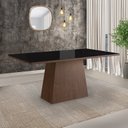 Ver imagem 7 de Conjunto Sala de Jantar Mesa 90x160cm Tampo Vidro com 6 Cadeiras Madeira Maciça Tecido Joli Marrom/Tabaco/Preto