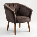 Ver imagem 3 de Cadeira Estofada para Recepção Clinica Tecido Veludo Elegante Confortavel Pés de Madeira Resistente