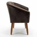 Ver imagem 4 de Cadeira Estofada para Recepção Clinica Tecido Veludo Elegante Confortavel Pés de Madeira Resistente
