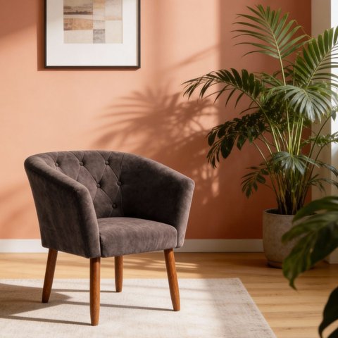 Cadeira Estofada para Recepção Clinica Tecido Veludo Elegante Confortavel Pés de Madeira Resistente