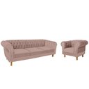 Ver imagem 1 de Um Sofá Duque Chesterfield 1.80 + Uma Poltrona Suede Rose Sala Recepcao Barbearia