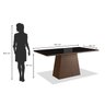 Conjunto Sala De Jantar Mesa 90X160Cm Tampo Vidro Com 6 Cadeiras Madeira Maciça Tecido Joli  - 5