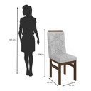 Ver imagem 6 de Conjunto Sala de Jantar Mesa 90x160cm Tampo Vidro com 6 Cadeiras Madeira Maciça Tecido Linho Marrom/Tabaco/Preto