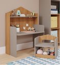 Ver imagem 1 de MESA INFANTIL CASINHA C/ BANCO E REGULAGEM DE ALTURA 100% MDF FENDI/NATURE