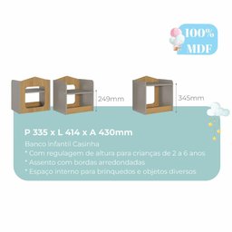 MESA INFANTIL CASINHA C/ BANCO E REGULAGEM DE ALTURA 100% MDF FENDI/NATURE - 7