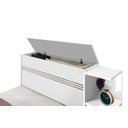 Ver imagem 3 de Cama Baú Ja Solteiro com Prateleiras Laterais para Decoração 2 Gavetas 100% Mdf com Estrado em Madei