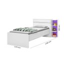 Ver imagem 2 de Cama Baú Ja Solteiro com Prateleiras Laterais para Decoração 2 Gavetas 100% Mdf com Estrado em Madei