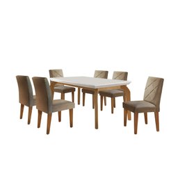 Mesa 180cm Canto Reto Dublin e 6 Cadeiras Irlanda  - 2