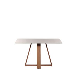 Mesa de Jantar Retangular C/ Vidro para 4 Lugares Avena 135 Cm - Canella C/ Off White Fosco
