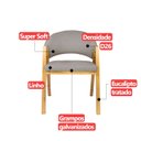 Ver imagem 5 de Kit 4 Cadeiras de Jantar Noah Estofada com Braço Madeira Maciça Linho Cinza - Arkell
