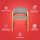 Ver imagem 4 de Kit 4 Cadeiras de Jantar Noah Estofada com Braço Madeira Maciça Linho Cinza - Arkell