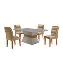 Ver imagem 3 de Conjunto Mesa 120cm Clarice e 4 Cadeiras Valentina Bege/Turim/Off White/Imbuia