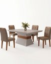 Ver imagem 3 de Conjunto Mesa 120cm Clarice e 4 Cadeiras Valentina Bege/Turim/Off White/Imbuia Yescasa